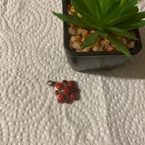 Sterling Silver With Red Pendant